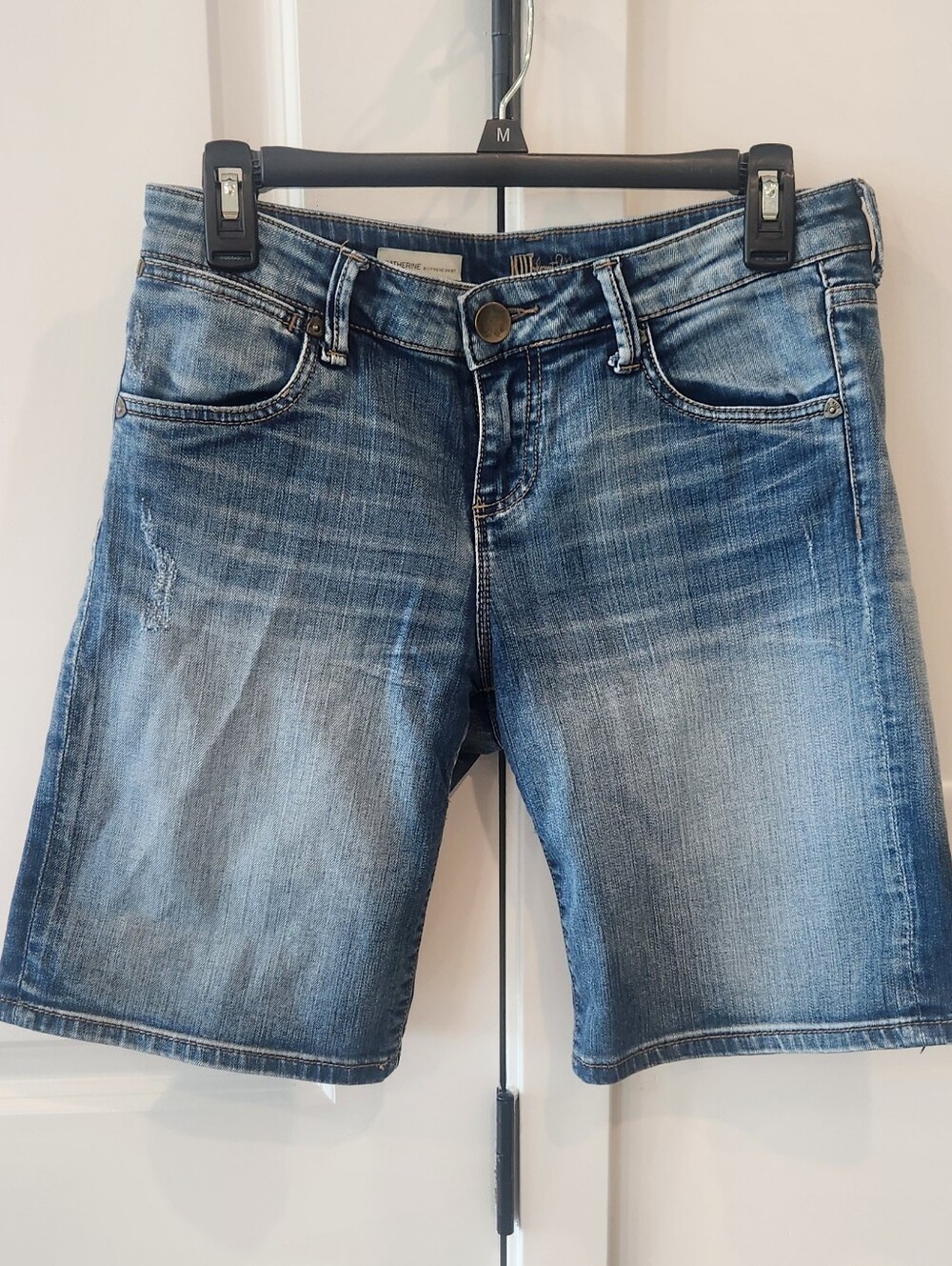 Kut from the Kloth Washed Blue Mid-Length Denim Shorts